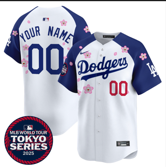 Men Custom Los Angeles Dodgers Tokyo Series 2025 white Limited Stitched Jersey style 2